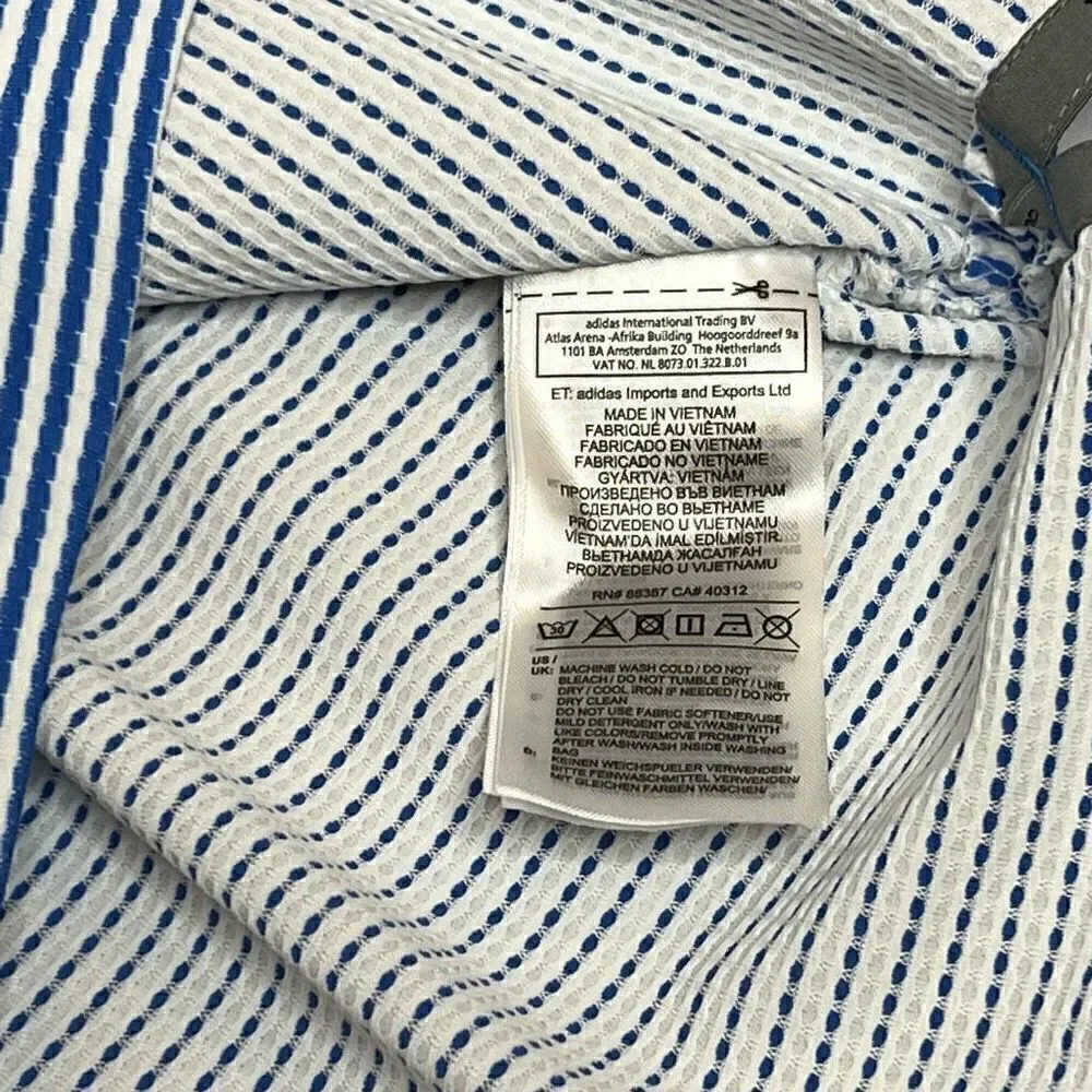 Adidas climachill blue tonal striped golf polo shirt size M